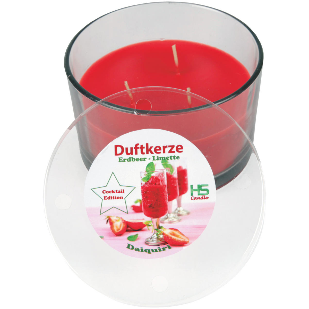 DUFTKERZE "Cocktail Edition" Daiquiri Strawberry - Rot, Naturmaterialien (13/8cm)