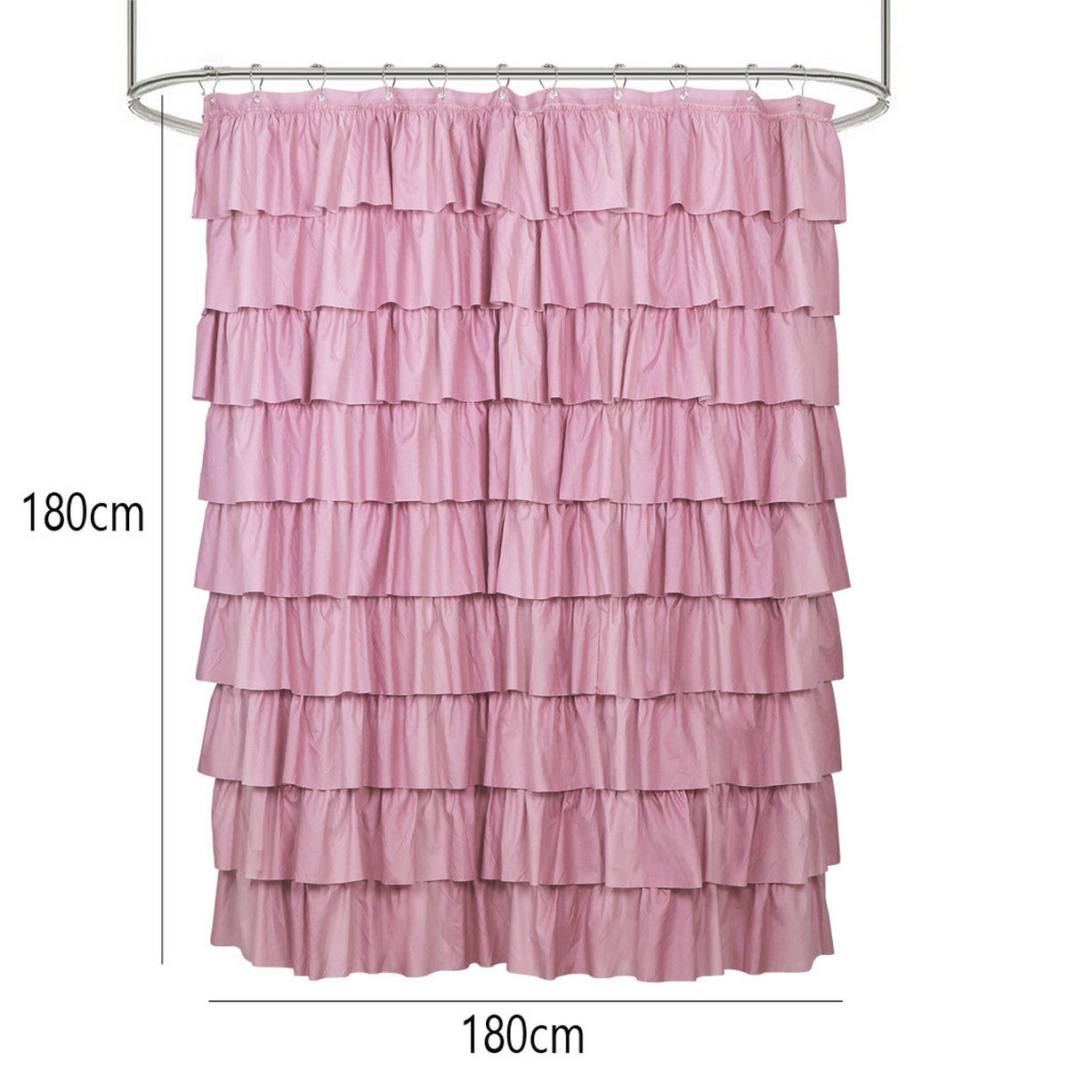 DUSCHVORHANG Polyester 180 cm waschbar Badezimmer - Pink, Textil (180/180cm) - MCBOSON
