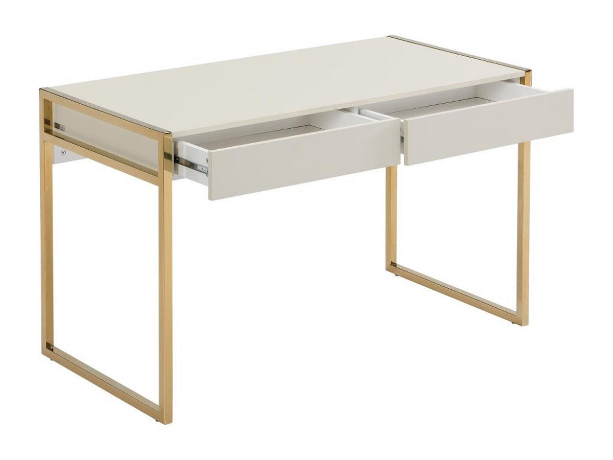 SCHREIBTISCH mit 2 Schubladen - MDF & Metall - Beige & Goldfarben - MASON - Beige, Holz (120/60/75cm) - Pascal Morabito