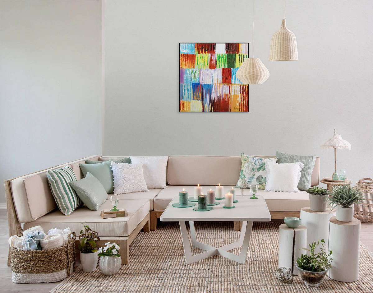 RUČNE MAĽOVANÝ AKRYLOVÝ OBRAZ 60/60 cm, viacfarebný, zvierací motív - viacfarebná, drevo/textil (60/60cm) - KUNSTLOFT