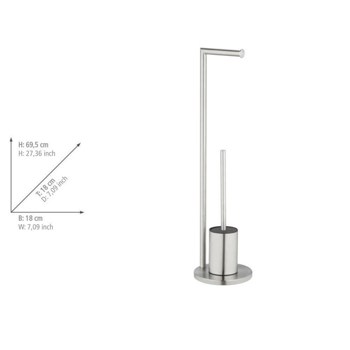 TOILETTENPAPIER- und Bürstenhalter 2-in-1 Ferla 18/18/69,5 cm - Silberfarben, Metall (18/69.5/18cm) - Wenko