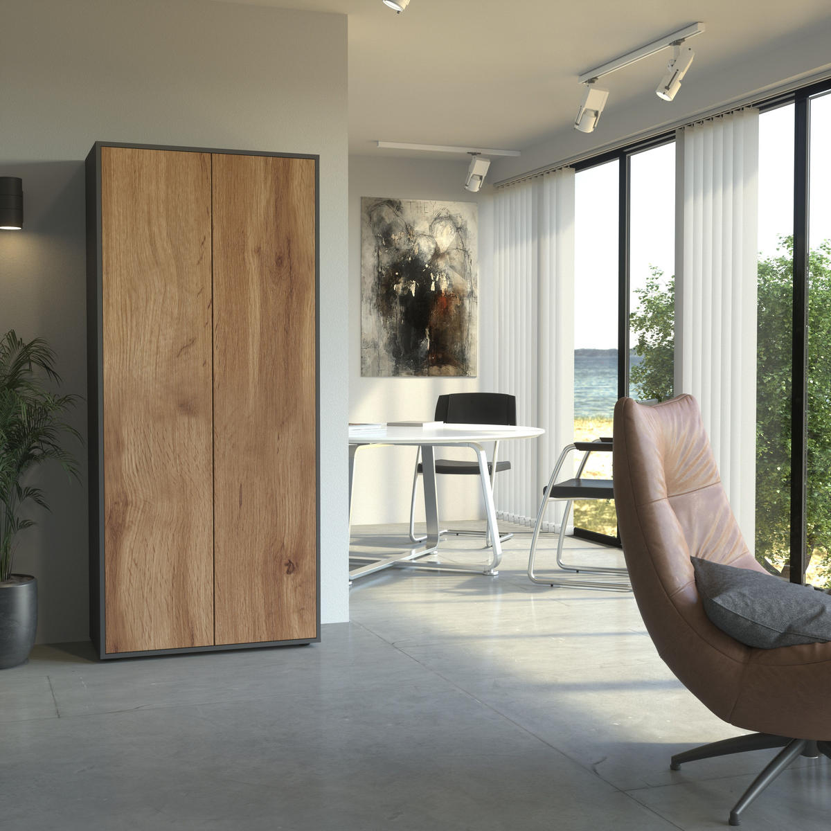 AKTENSCHRANK Amira T00 Eiche Wotan 180/80/40 cm - Eiche Wotan, Holzwerkstoff (80/180/40cm) - SIMPLYFURN