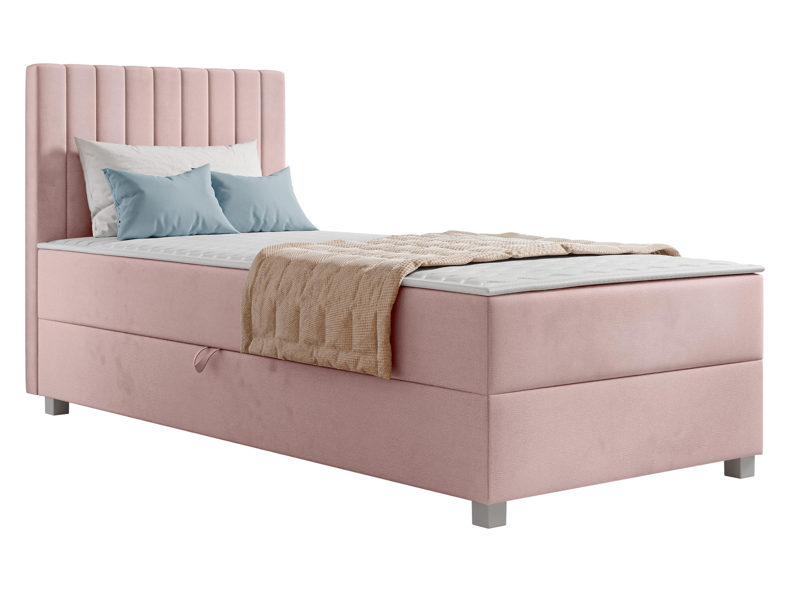 BOXBETT Viki - Silberfarben/Rosa, Holzwerkstoff/Kunststoff (90/200cm) - MIRJAN24