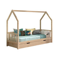 HAUSBETT Kandace 90x200 Kiefer massiv natur mit Dachaufbau & Schublade - Kieferfarben, Holz (90/200cm) - 58aufmkessel