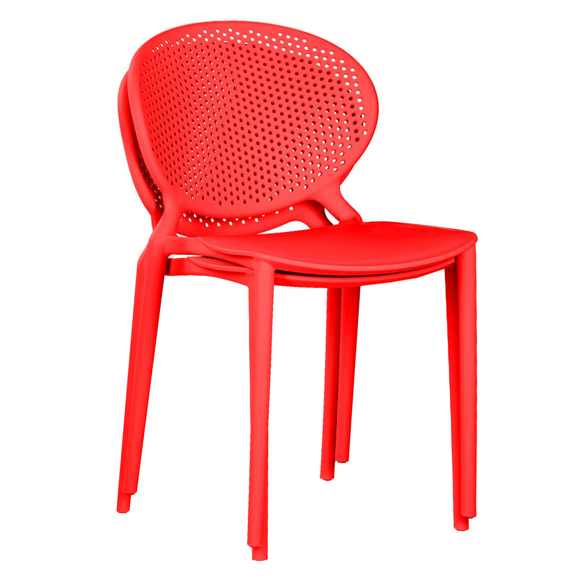 GARTENSTUHL 4er-Set Kunststoff Rot - Rot, Kunststoff (41/77/48cm) - Homestyle4u