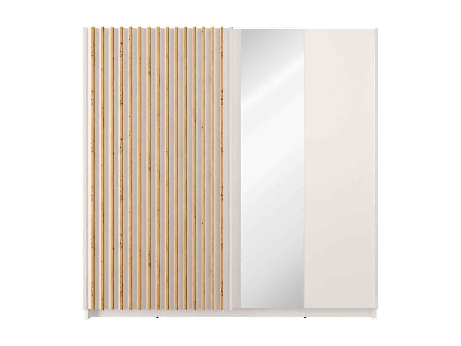 KLEIDERSCHRANK - 200.3 cm x 62 cm - Holz, Platte - Naturfarben Hell, Weiß TINDANIA - Naturfarben/Weiß, Holz (200.3/198.5/62cm) - Vente-Unique