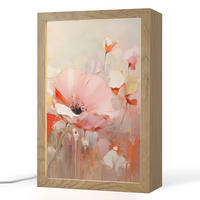 TISCHLEUCHTE Blumen - Aquarell - Rosa - Abstrakt - Kunst 20x30 cm - Anthrazit, Holzwerkstoff (8/20/30cm) - OnlyWow