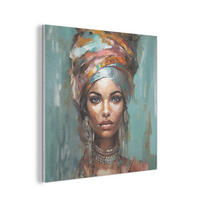 AKUSTIKPANEEL Frau - Kunst - Schmuck - Porträt 90x90 cm - Blaugrau, Textil (90/0.9/90cm) - MuchoWow