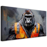LEINWANDBILD Gorilla-Arbeiter-Abstraktion - Grau, Textil (80/40cm) - Feeby