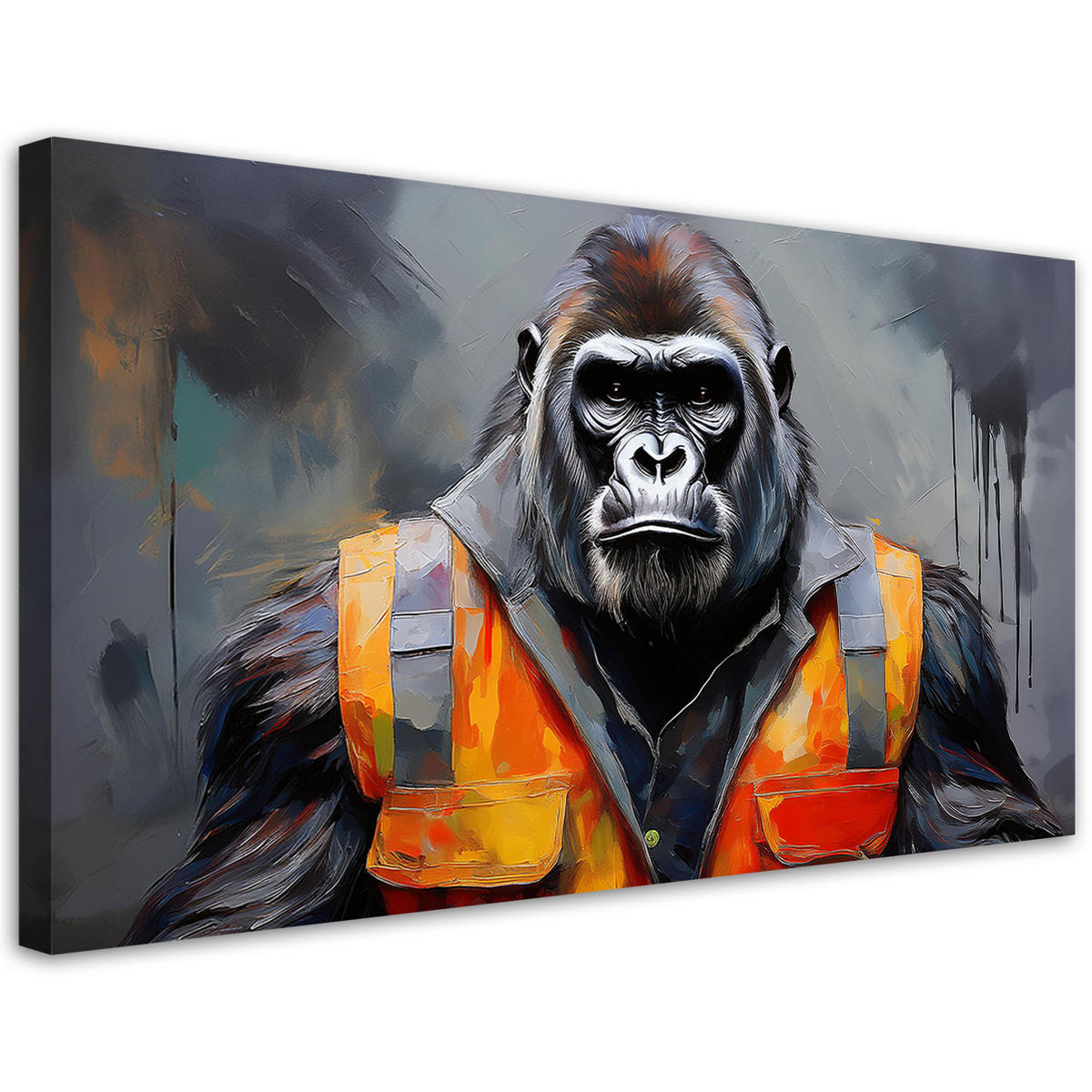 LEINWANDBILD Gorilla-Arbeiter-Abstraktion - Grau, Textil (80/40cm) - Feeby