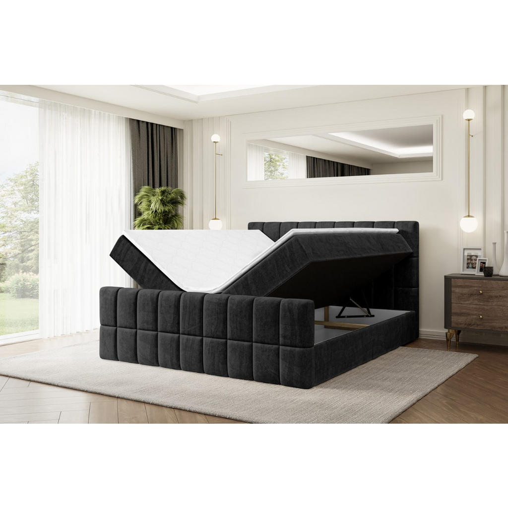 Thumbnail - Altdecor Boxbett, Schwarz, Holzwerkstoff, Höhe ca. 20 cm, 160x200 cm, Schlafzimmer, Betten, Boxspringbetten