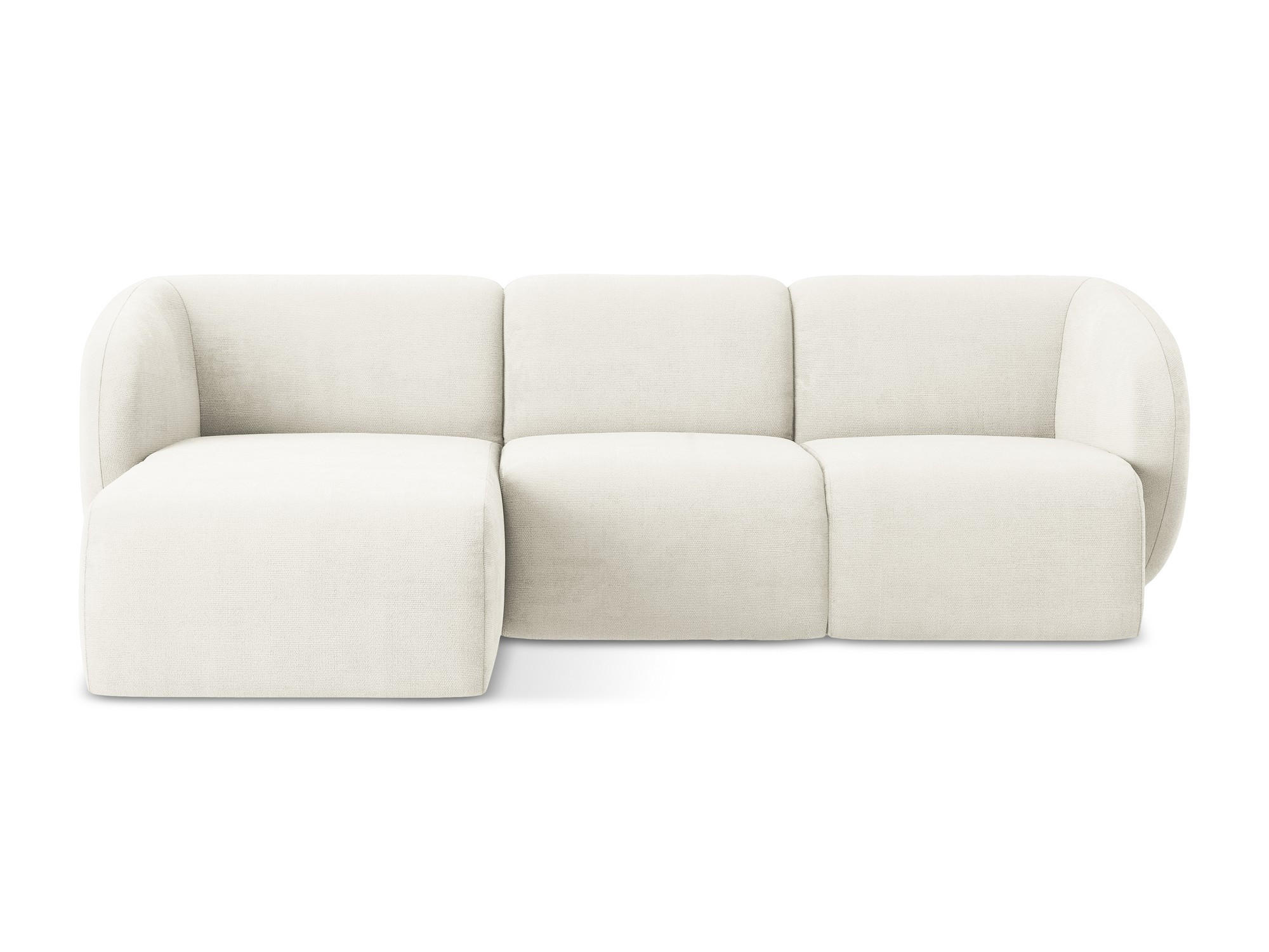 ECKSOFA Links Chenille Stoff Weiß - Schwarz/Weiß, Holzwerkstoff/Kunststoff (248/166cm) - Makamii