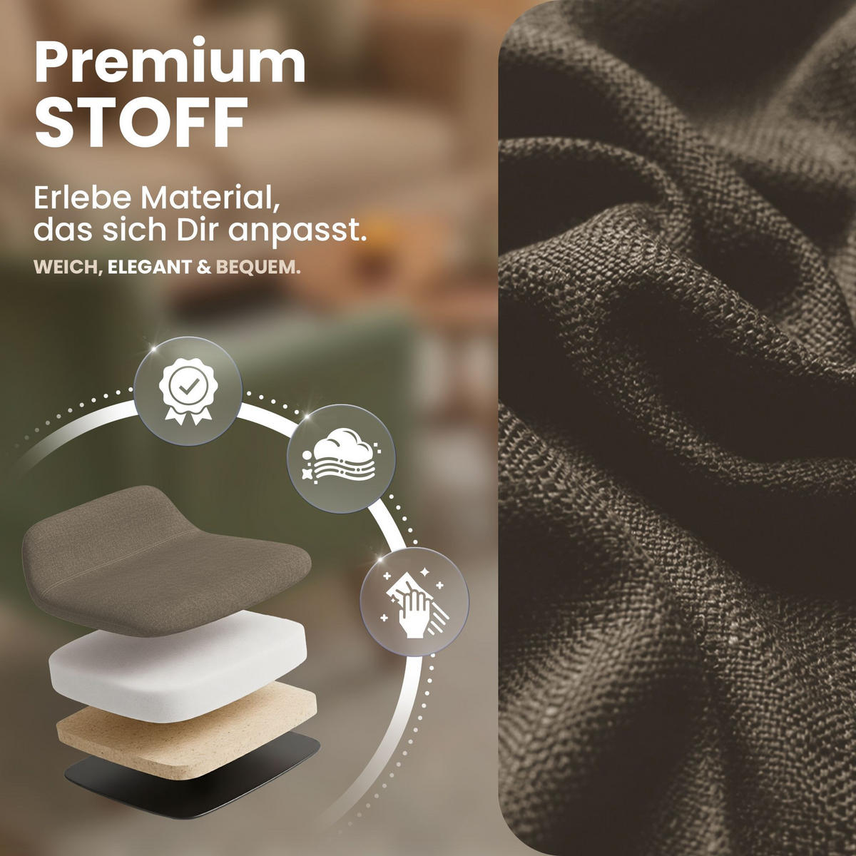 STUHL 2 Stoff Taupe - Taupe/Schwarz, Textil/Metall (45/84/55cm) - CLP