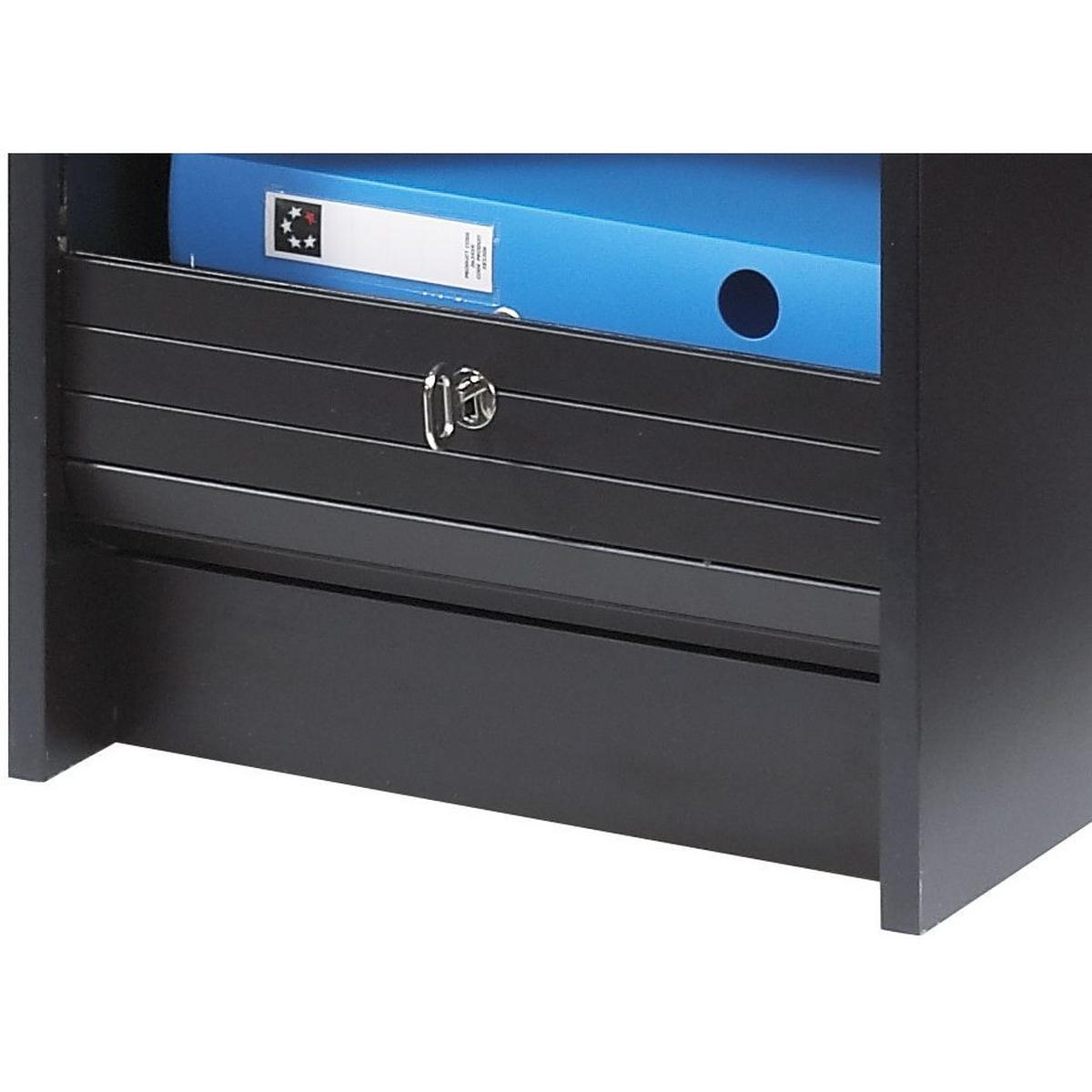 AKTENSCHRANK mit Rolladentür 38,5/35/104cm - Schwarz, Holzwerkstoff (35/104/38.5cm) - Simmob