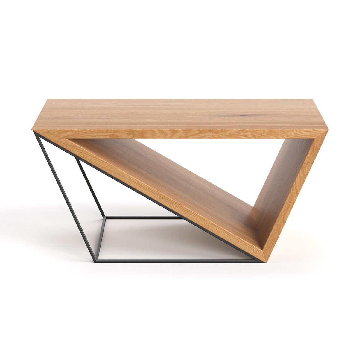 COUCHTISCH Void aus massivem Eichenholz 120 cm - Eichefarben/Schwarz, Holz/Metall (120/60/45cm) - Danzz