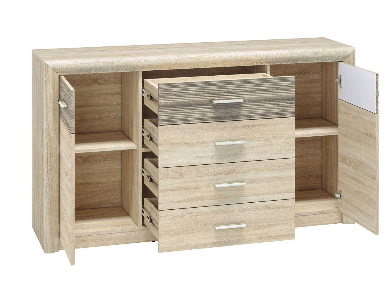 SIDEBOARD Castel Sonoma Eiche hell / Sonoma Eiche Trüffel 165 / 43 / 94cm - Eichefarben/Multicolor, Holz/Holzwerkstoff (165/94/43cm) - Feldmann-Wohnen