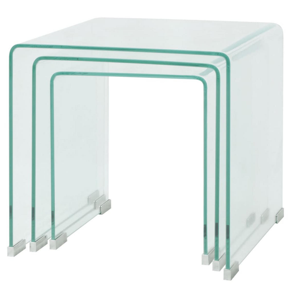 COUCHTISCHSET 30-42/30-42/36-41,5 cm 3-tlg. aus Gehärtetem Glas Transparent U-Form - Transparent, Glas (42/42/41.5cm) - vidaXL