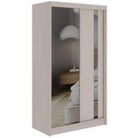 SCHWEBETÜRENSCHRANK 120 - GRECJA - Kaschmir mit Spiegel - Kaschmir/Alufarben, Holzwerkstoff/Metall (120/216/61cm) - MKS