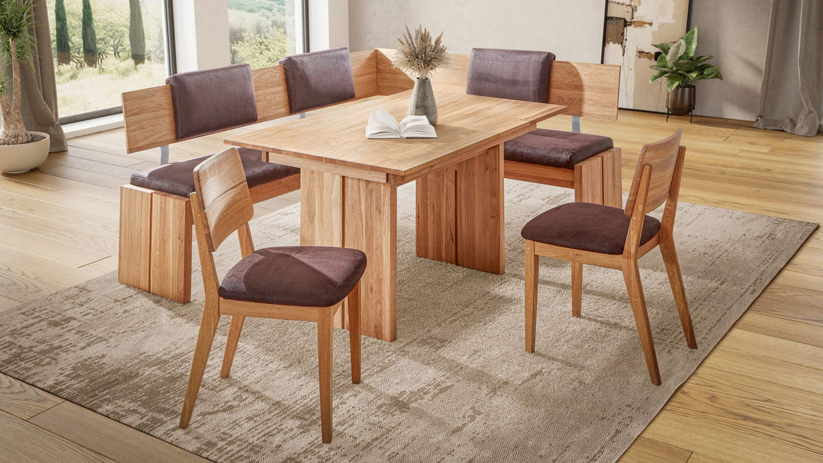 ECKBANKGRUPPE Modern Dani 4 für 7 Personen Massivholz Wildeiche/Braun - Wildeiche/Braun, Holz (192/85/167cm) - 58aufmkessel