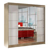 SCHWEBETÜRENSCHRANK Basti V - 200 cm - Beige/Weiß, Holzwerkstoff/Metall (200/215/58cm) - Sofnet