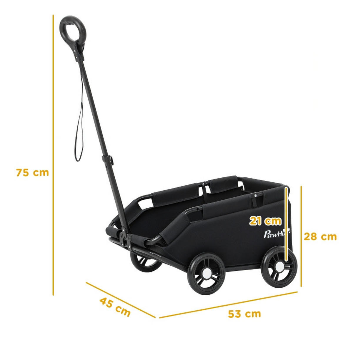 GARTENKARRE aus Polyester in Schwarz mit 4 EVA-Rädern - Schwarz, Textil (45/28/53cm) - Modfu