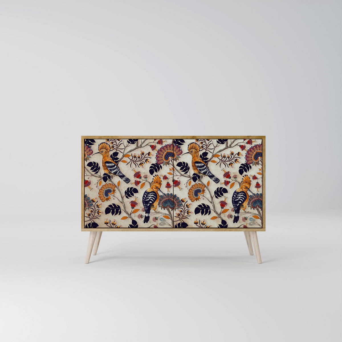 SIDEBOARD EMINENT HOOPOE, Eicheneffekt, 111x42x77,5 cm, 2 Türen - Eichefarben/Buchefarben, Holzwerkstoff/Buchenholz (111/77.5/42cm) - SpaceRebels