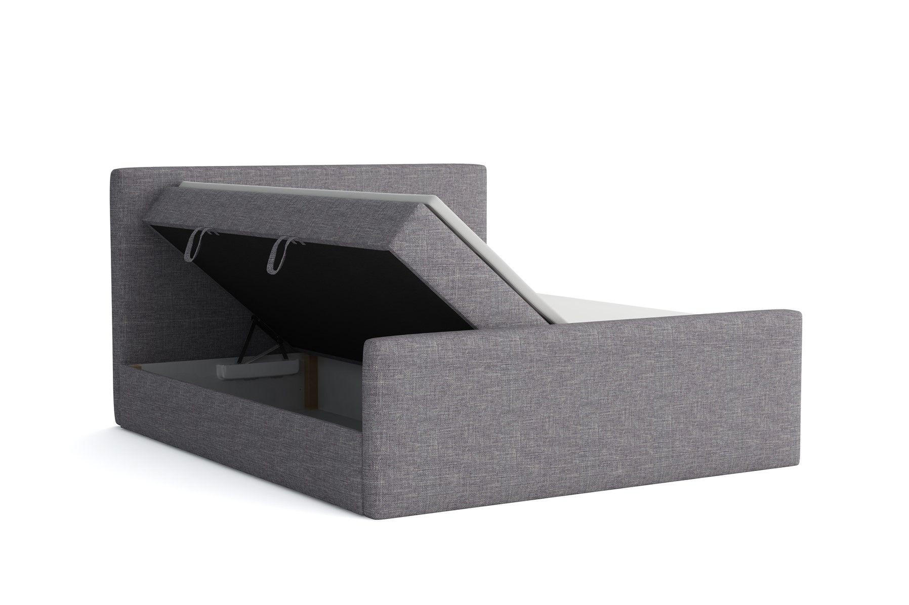 Thumbnail - Fun Möbel Boxbett, Hellgrau, Textil, 180x220 cm, Schlafzimmer, Betten, Boxspringbetten