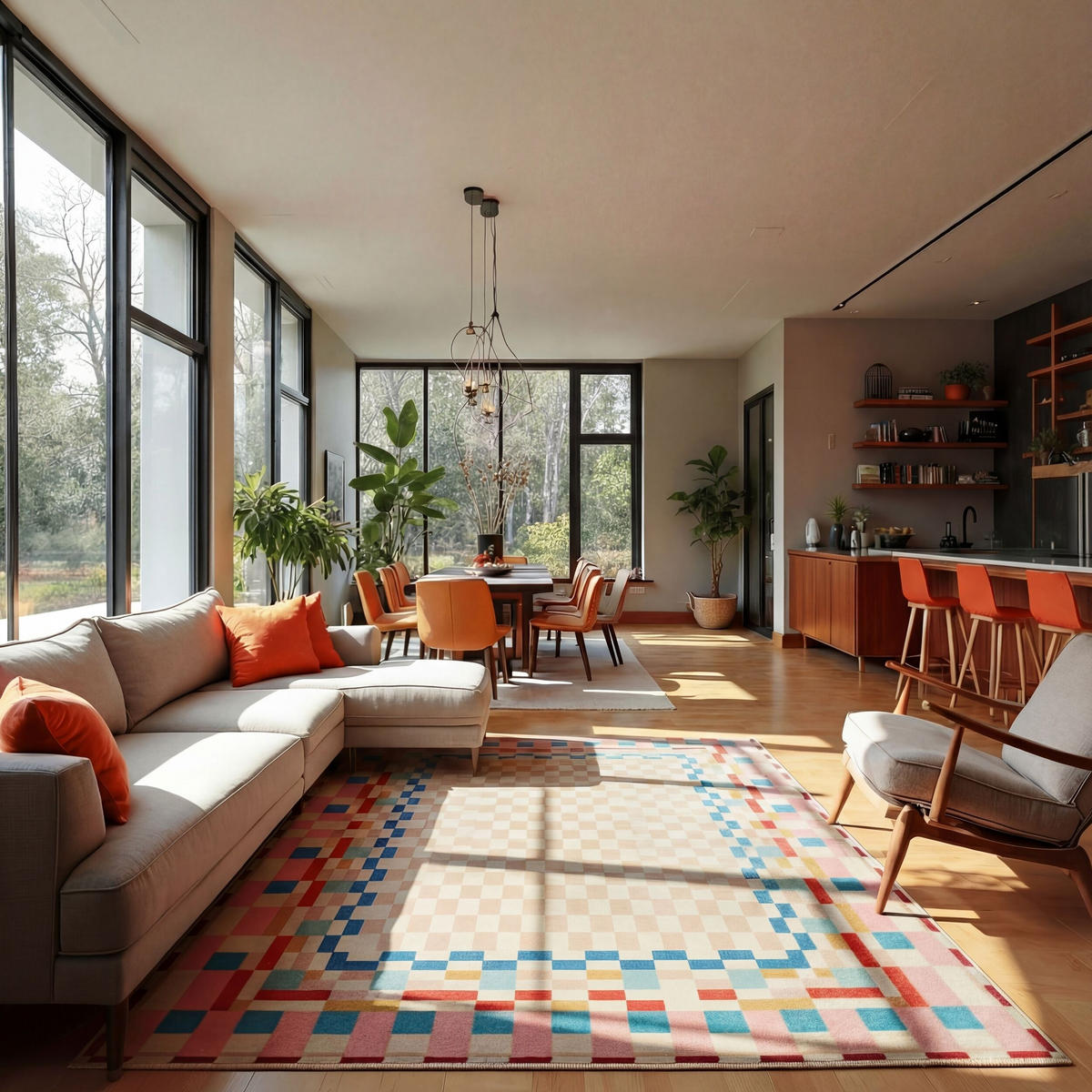 WOLLTEPPICH DAHLIA, geometrisch, Bunt, 140 x 200 cm - Multicolor, Textil (140/200cm) - KADIMA DESIGN