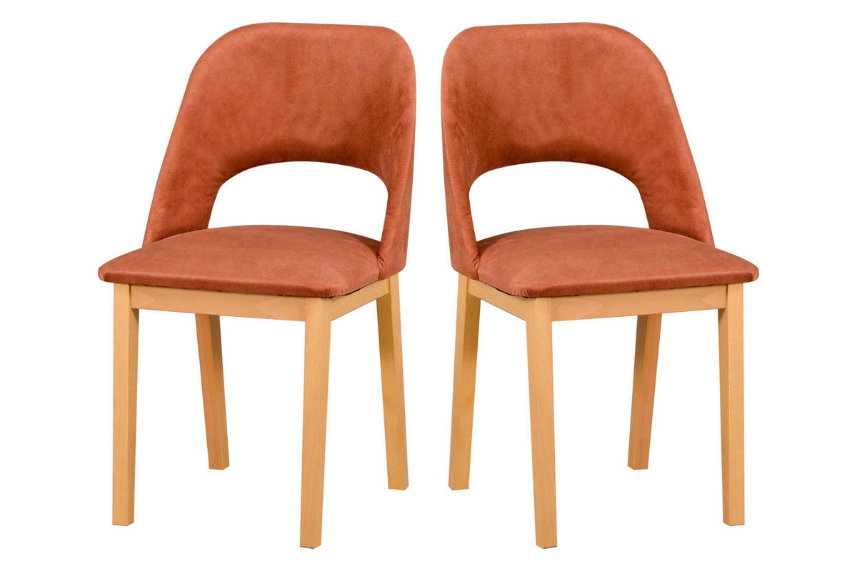 STUHL 2er Set MONTI 2, grandson, zetta 295 - Birkefarben/Kupferfarben, Holz (45/82/40cm) - Leaf Design