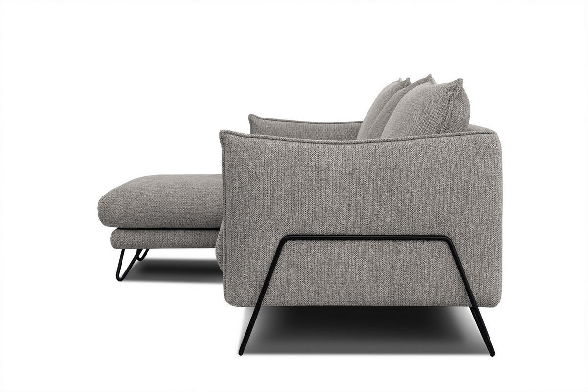 ECKSOFA HOSTEN 4-Sitzer, platinfarben - Platinfarben/Schwarz, Holzwerkstoff/Textil (158/269cm) - Courtois Laville