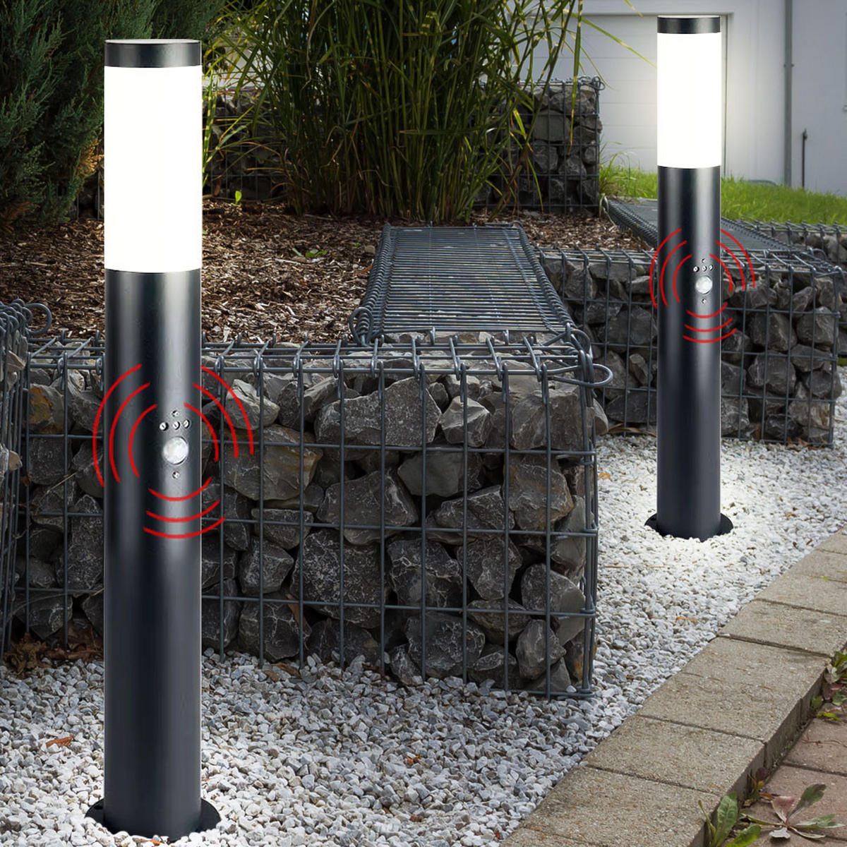 LED STEHLEUCHTE Edelstahl Anthrazit - Anthrazit, Metall (7.6/11/80cm) - Globo Lighting
