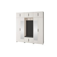 GARDEROBE Napoli version 12 mit Spiegel, mit POLSTERPANEELEN SCHWARZ - Beige/Schwarz, Holzwerkstoff (210/229/40cm) - Jerpax