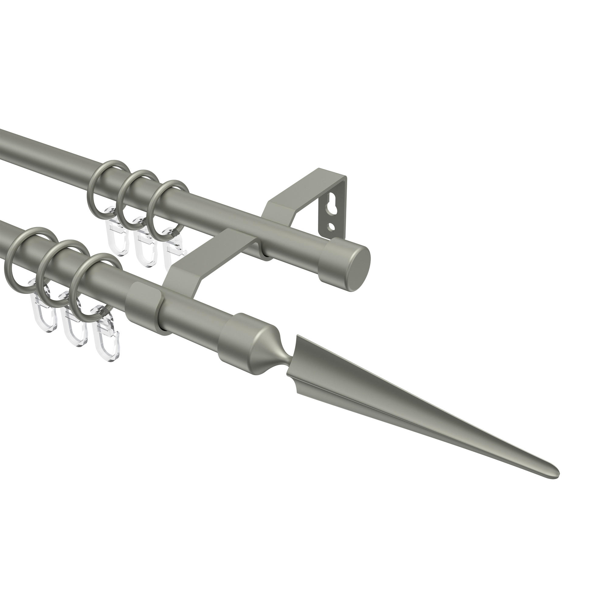 GARDINENSTANGE Olymp Lorenzo 140 cm, 2-läufig, 16 mm Ø Chrom matt - Chromfarben/Nickelfarben, Metall (140cm) - INTERDECO