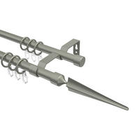 GARDINENSTANGE Olymp Lorenzo 140 cm, 2-läufig, 16 mm Ø Chrom matt - Chromfarben/Nickelfarben, Metall (140cm) - INTERDECO