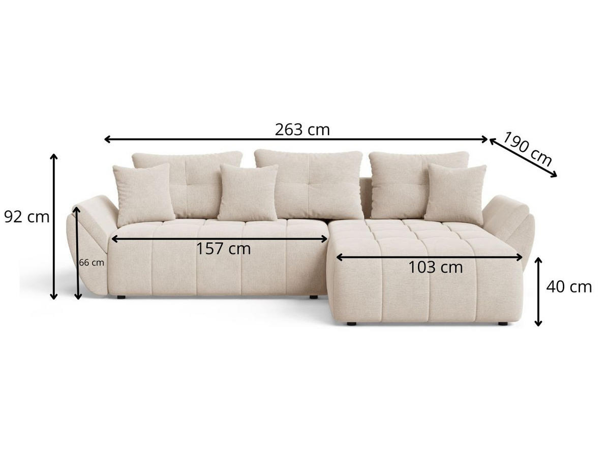 ECKSOFA Decor Beige - Beige, Holz/Textil (280/190cm) - Graingold