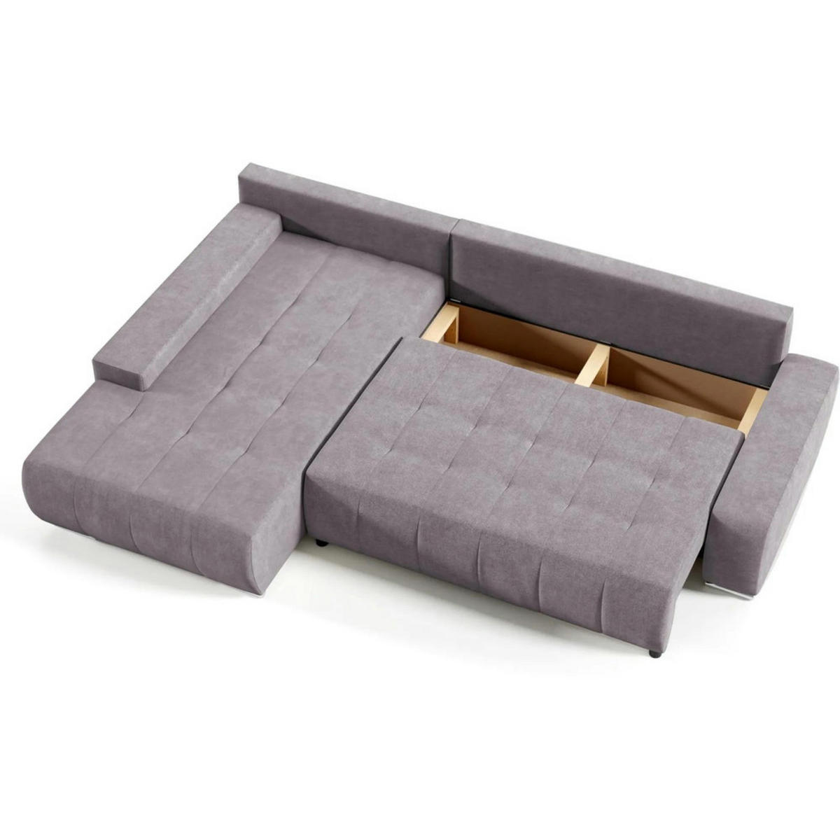ECKSCHLAFSOFA Draco L Rosa - Silberfarben/Rosa, Textil/Metall (267/186cm) - Beautysofa