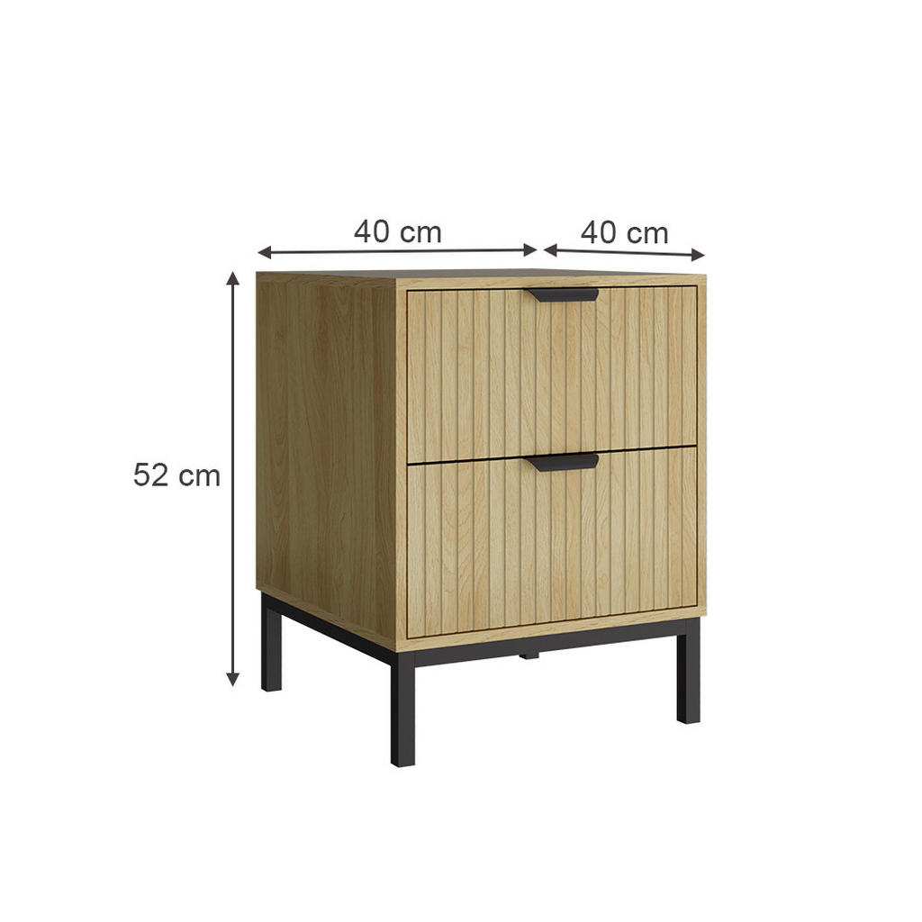 Thumbnail - Vicco Nachttisch, Eiche, Schwarz, Holzwerkstoff, 40x52x40 cm, Schlafzimmer, Nachttische
