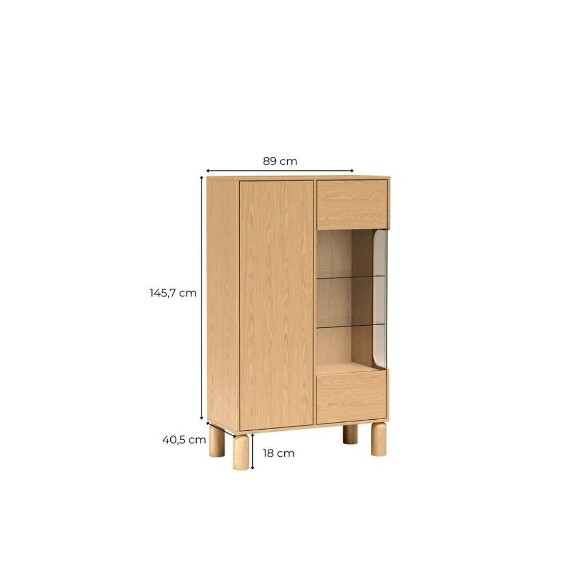 VITRINE SABBIA 145,7/89 cm in Eichefarben - Braun, Holzwerkstoff (89/145.7/40.6cm) - MASSENO