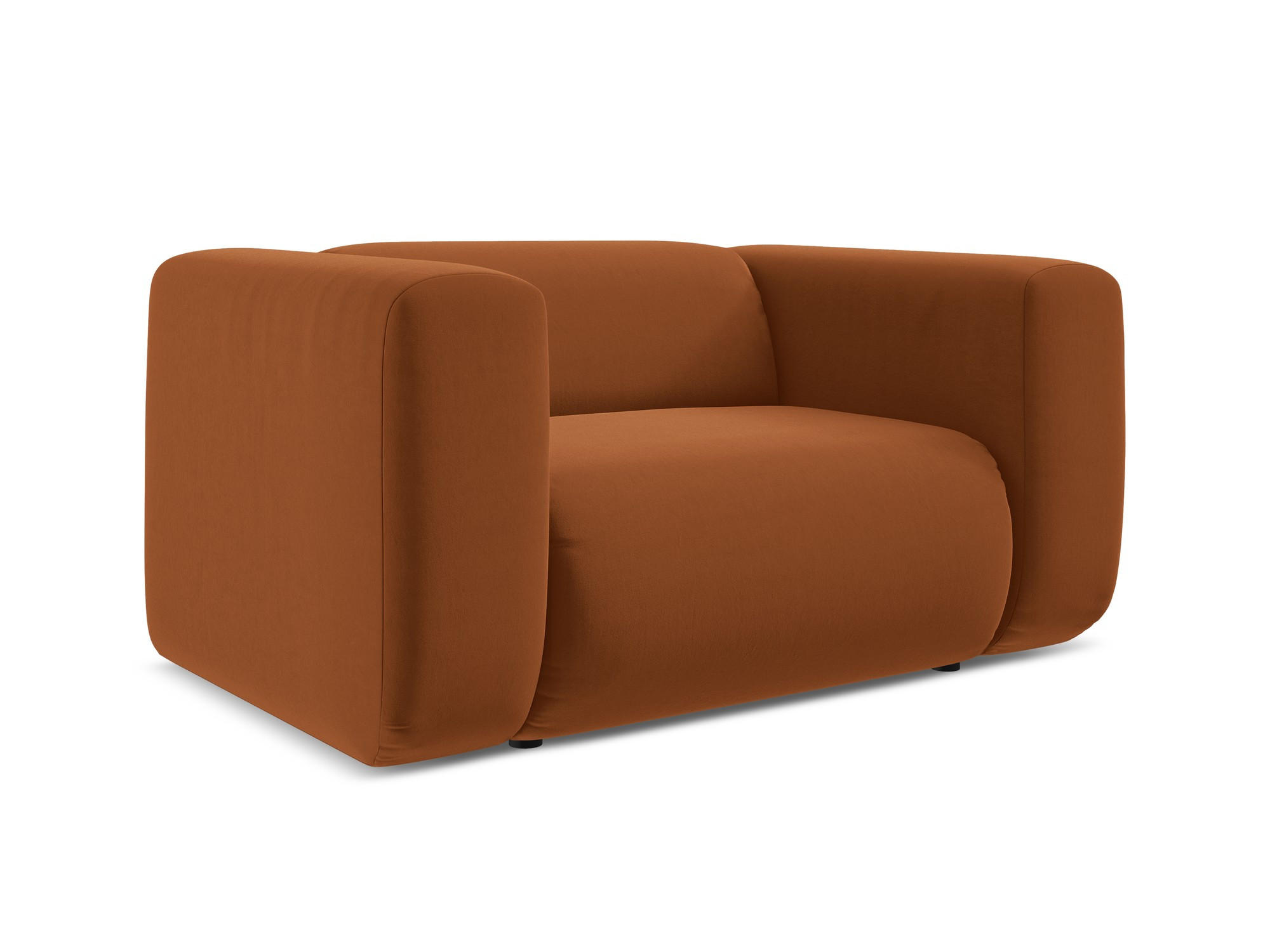 SESSEL Samt Stoff Orange - Terra cotta/Schwarz, Kunststoff/Textil (137/70/89cm) - Makamii