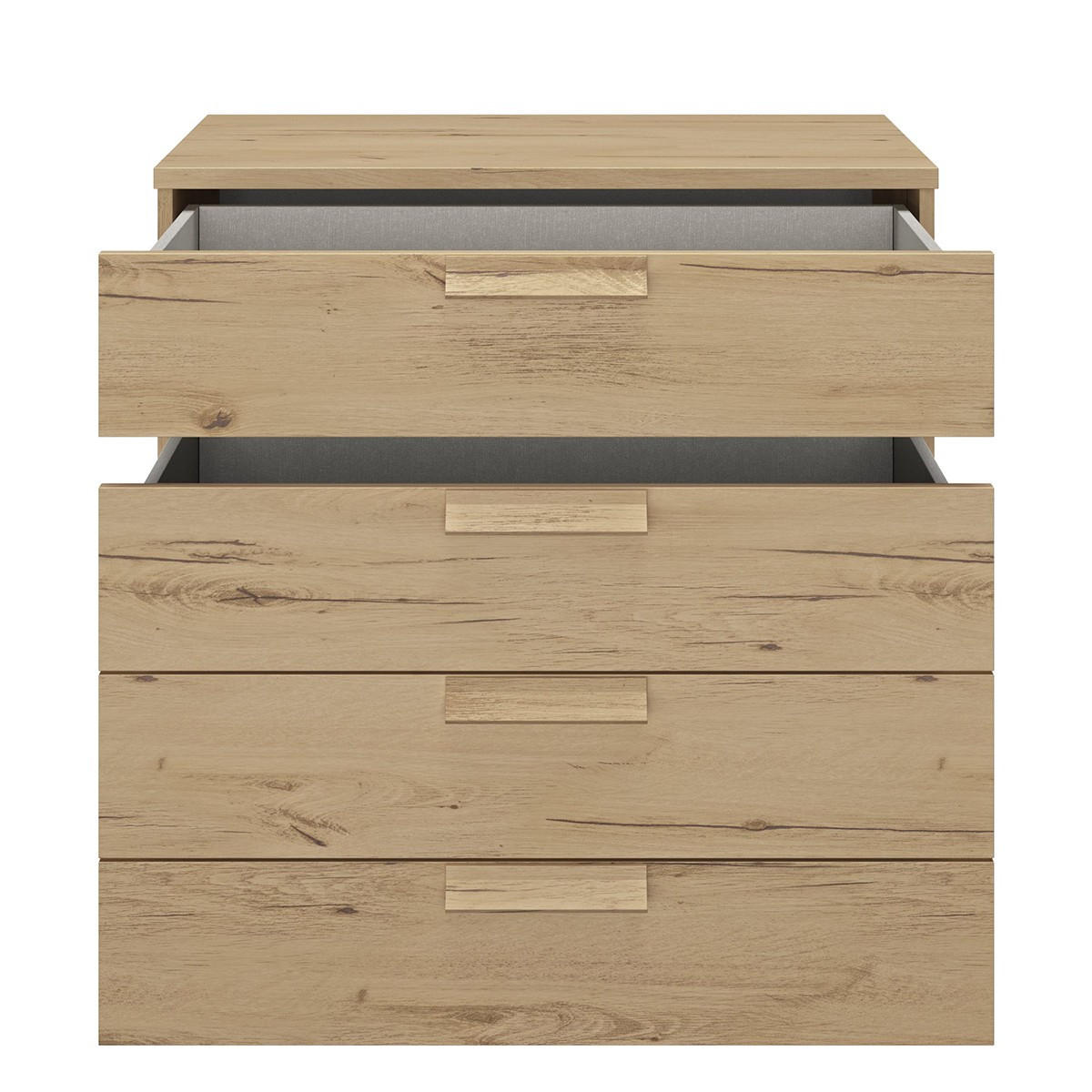 KOMMODE 4 Schubladen Cyrus - Französische Herstellung - 81/45/81 cm - Nussbaumfarben, Holzwerkstoff (45/81/81cm) - Calicosy