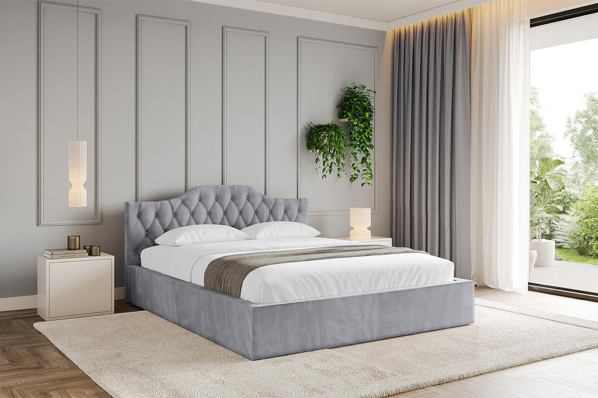 POLSTERBETT mit Bettkasten und Lattenrost, Bett mit Matratze H3/H4 - FALIO-V1 180x200 Hellgrau - Hellgrau, Holzwerkstoff/Textil (180/200cm) - ALTDECOR