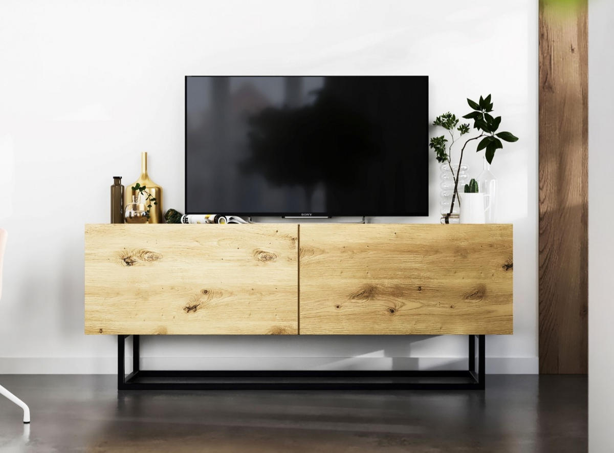 TV-SCHRANK Enjoy Eiche artisan matt matt mit Metallrahmen 120 cm - Schwarz/Eiche Artisan, Holzwerkstoff/Metall (120/46/35cm) - Meble Lindner