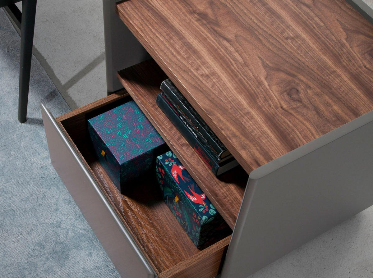 NACHTTISCH aus grauem Holz und Walnuss - Multicolor/Braun, Holz/Holzwerkstoff (50/45/45cm) - ANGEL CERDA