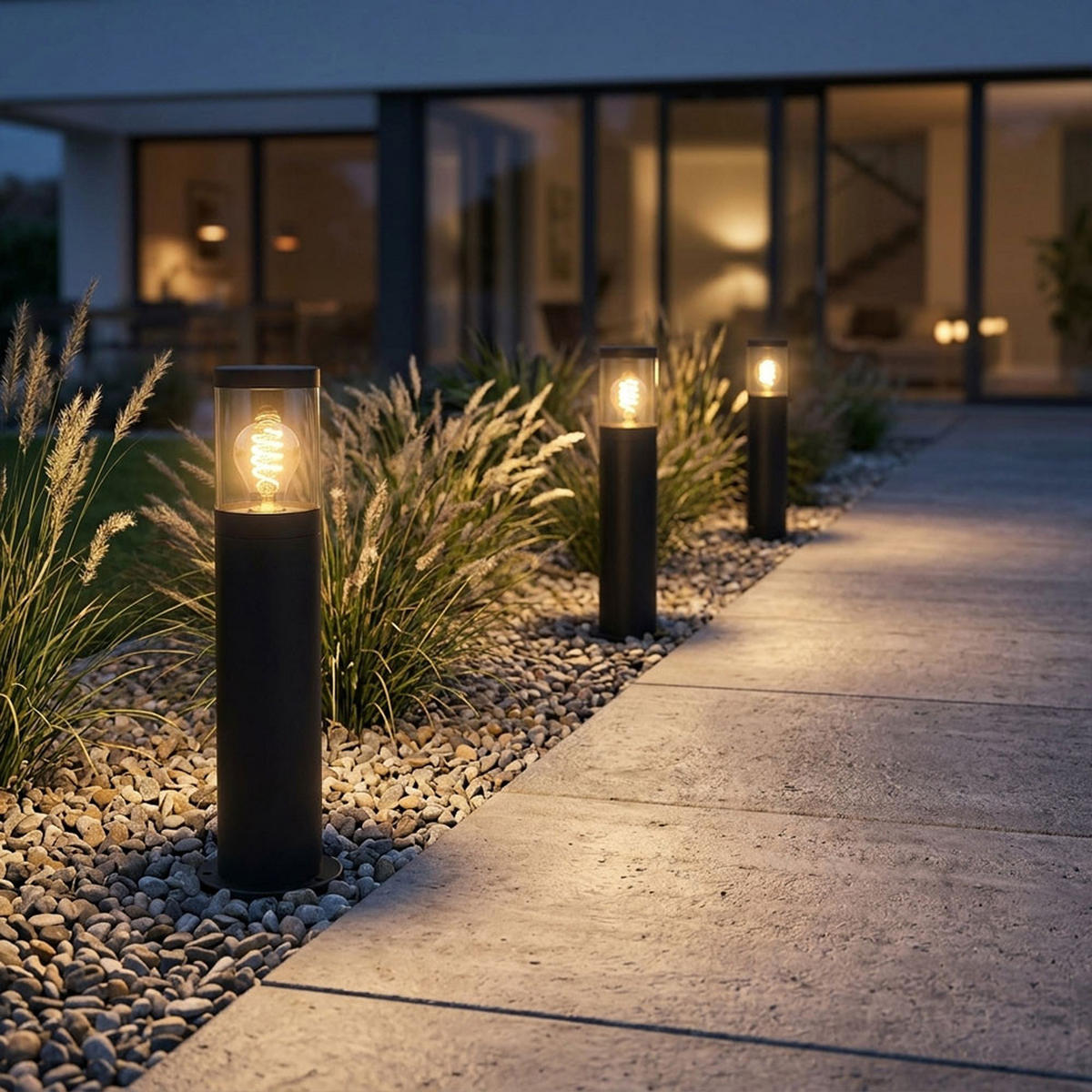 LED AUSSENLEUCHTE XELOO Edelstahl Schwarz - Schwarz, Metall (14/14/50cm) - Globo Lighting