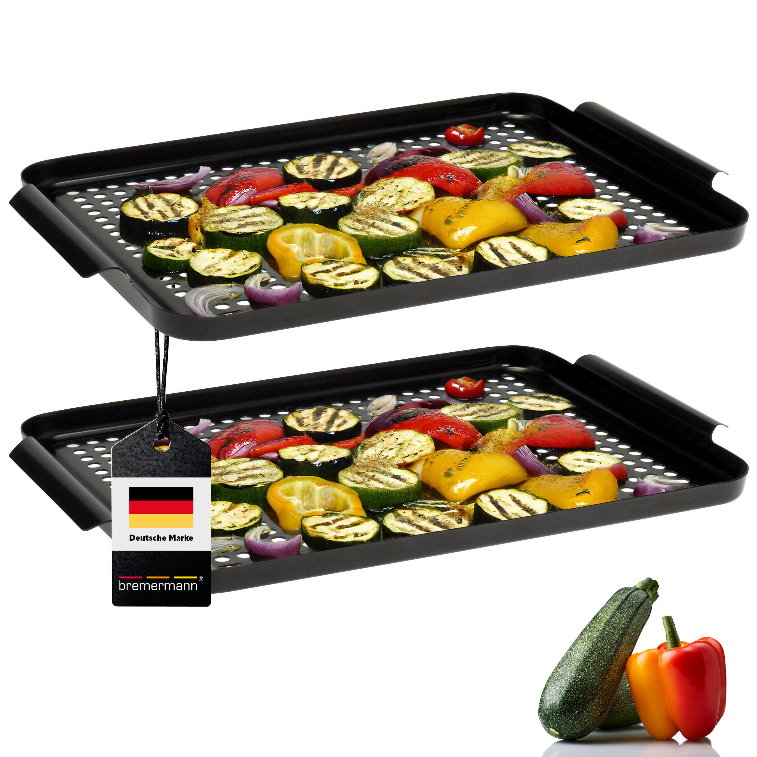 GRILLPLATTE 2er-Set, schwarz - Schwarz, Metall (29.5/3/25.5cm) - bremermann
