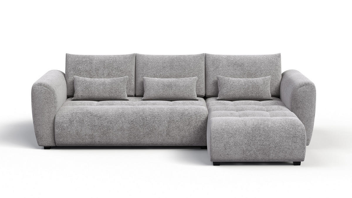 ECKSOFA SORENO 4-Sitzer, platingrau - Schwarz/Grau, Holz/Textil (293/171cm) - Courtois Laville