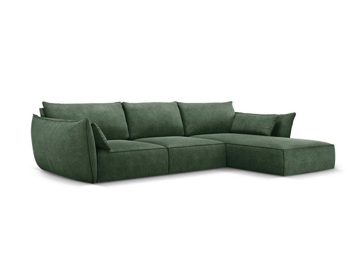 ECKSOFA rechts Kaelle aus Chenille-Stoff flaschengrün 4 Sitzplätze - Dunkelgrün, Textil (171/308cm) - Micadoni