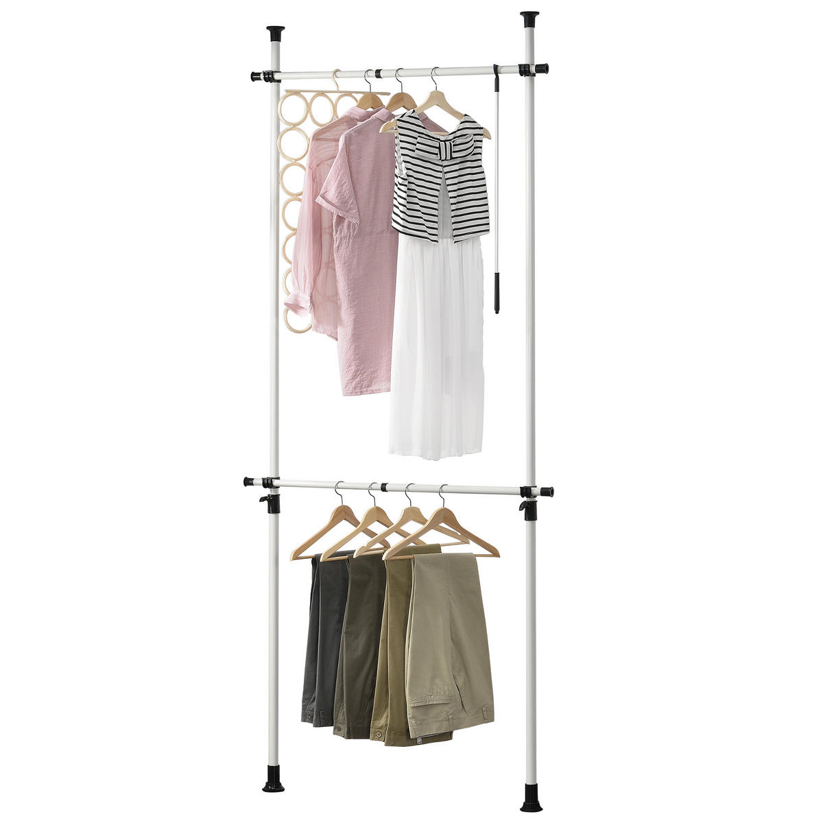 TELESKOPGARDEROBE - Weiß, Metall (115/278/5cm) - [en.casa]