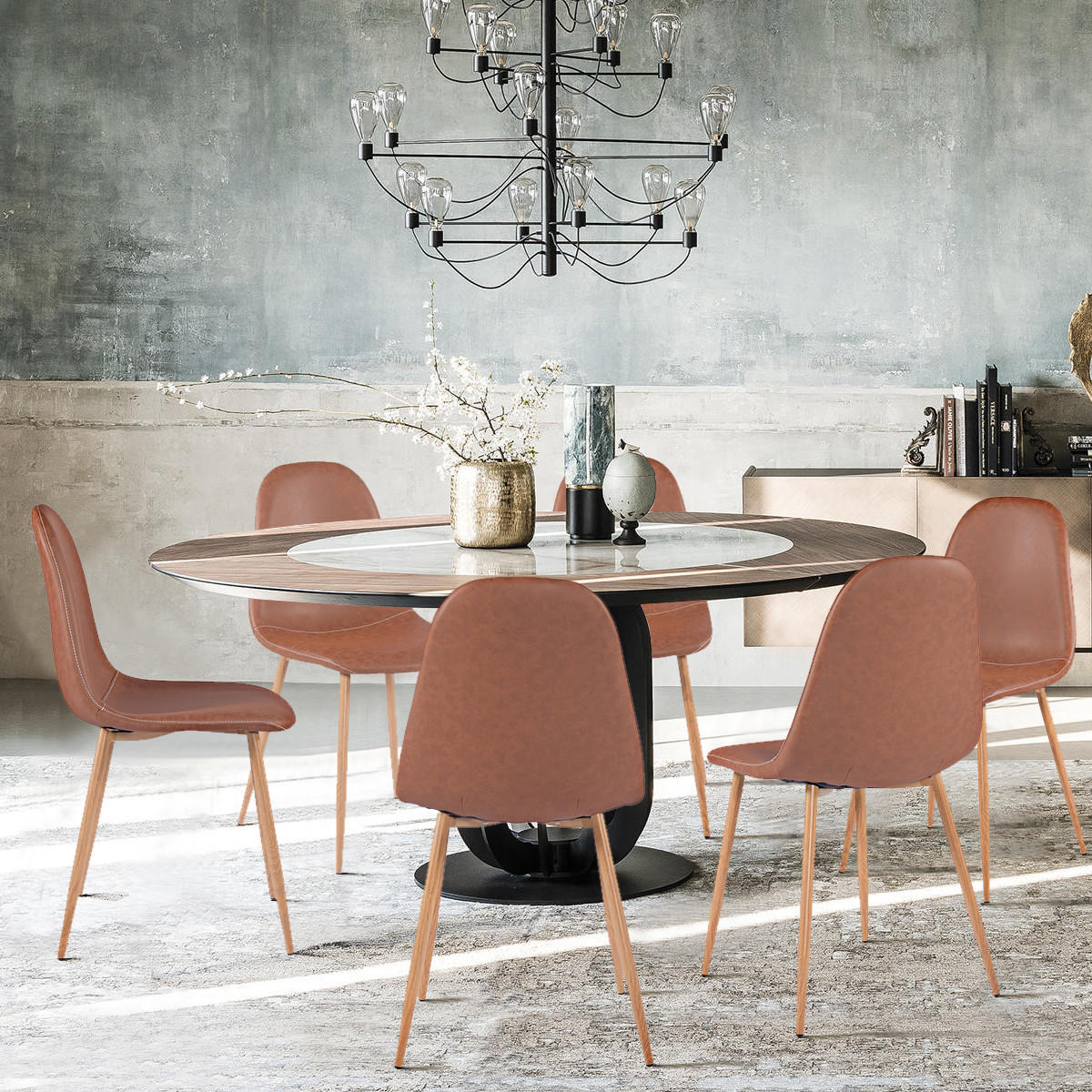 STUHL-SET 4 Stück in Eisen Vintage - Eichefarben/Braun, Holzwerkstoff/Textil (46/86/47cm) - Urban Meuble