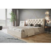BETT 160x200 - Polsterbett mit Bettkasten und Holzrahmen - Elegant Betten - Weicher Jasminstoff - Kollektion Boston, Beige - AlpiMeble - Beige, Holz/Kunststoff (160/200cm) - Alpi-Möbel